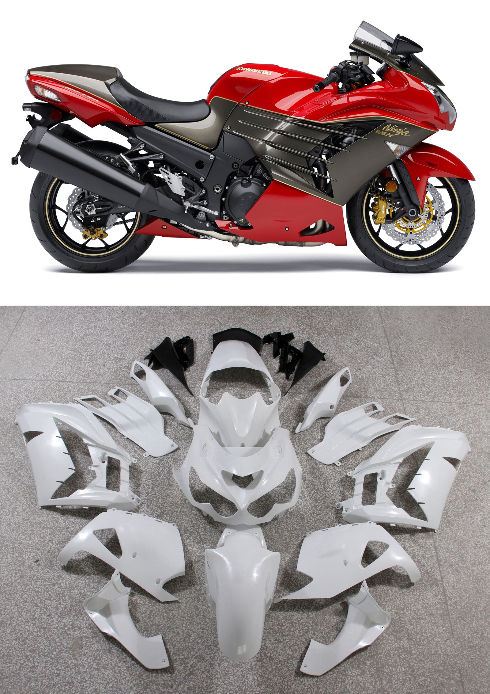 Amotopart Verkleidungen Kawasaki ZX14R (2012-2022) Verkleidungsset