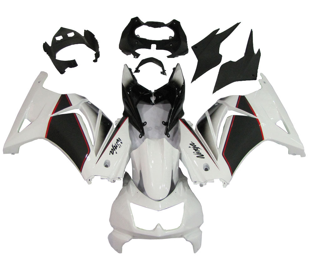 Amotopart 2008-2012 Kawasaki ZX250 Fairing White&Black Kit