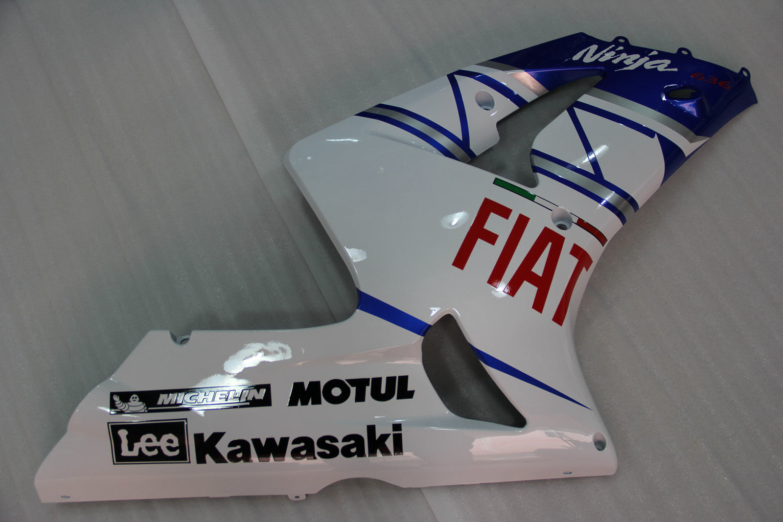 Amotopart 2003-2004 Kawasaki ZX6R Kit de carénage blanc et bleu