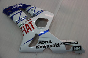 Amotopart 2003-2004 Kawasaki ZX6R Fairing White&Blue Kit