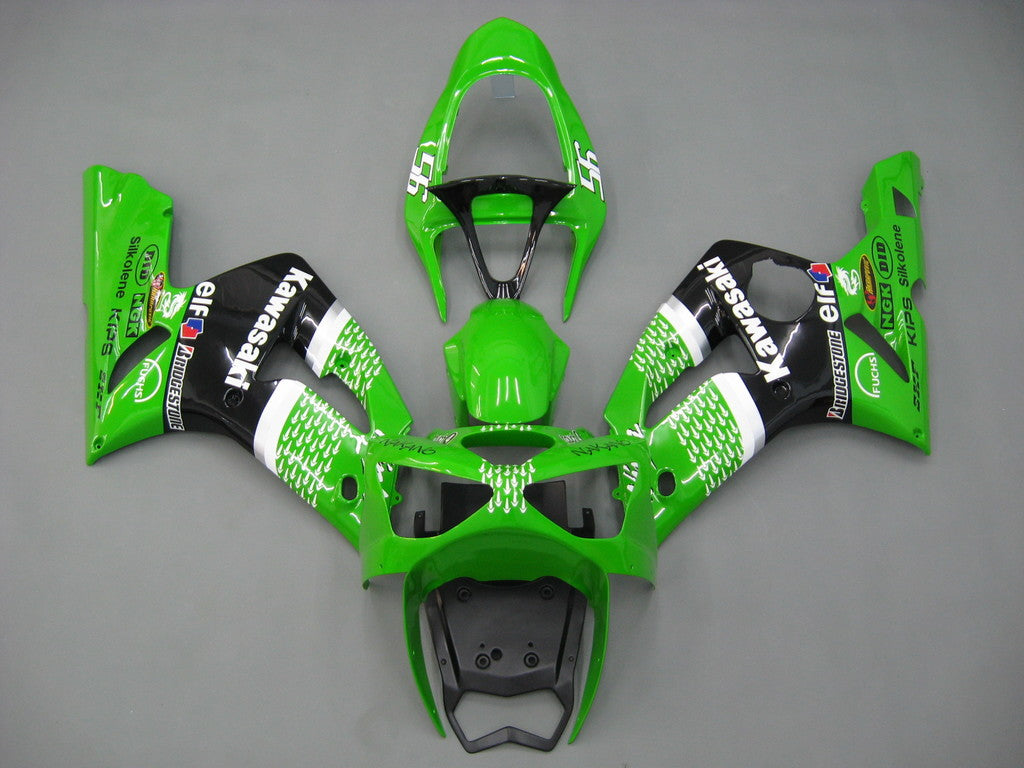 Amotopart Kawasaki ZX6R 2003-2004 Fairing Green Kit