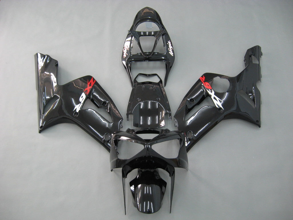 Amotopart 2003–2004 Kawasaki ZX6R Verkleidungsset in Schwarz