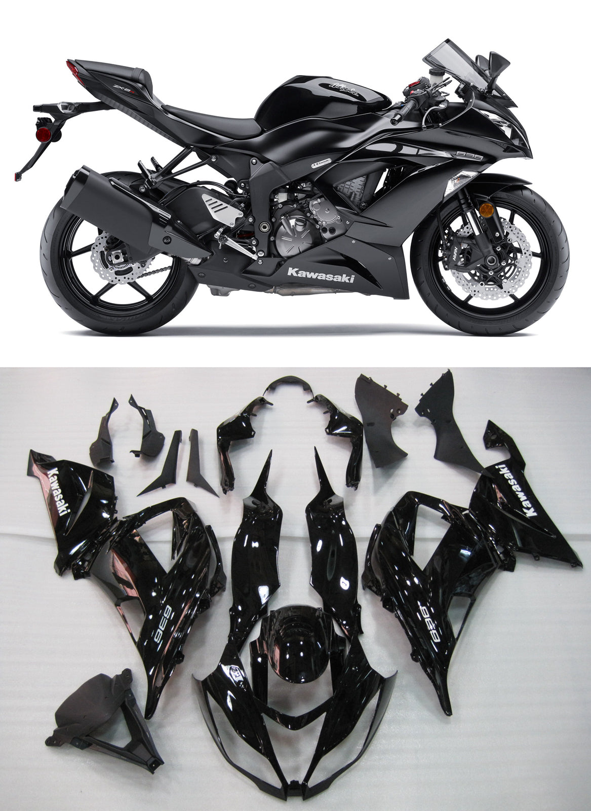 Amotopart 2013-2015 ZX6R Kawasaki G-Black Fairing Kit
