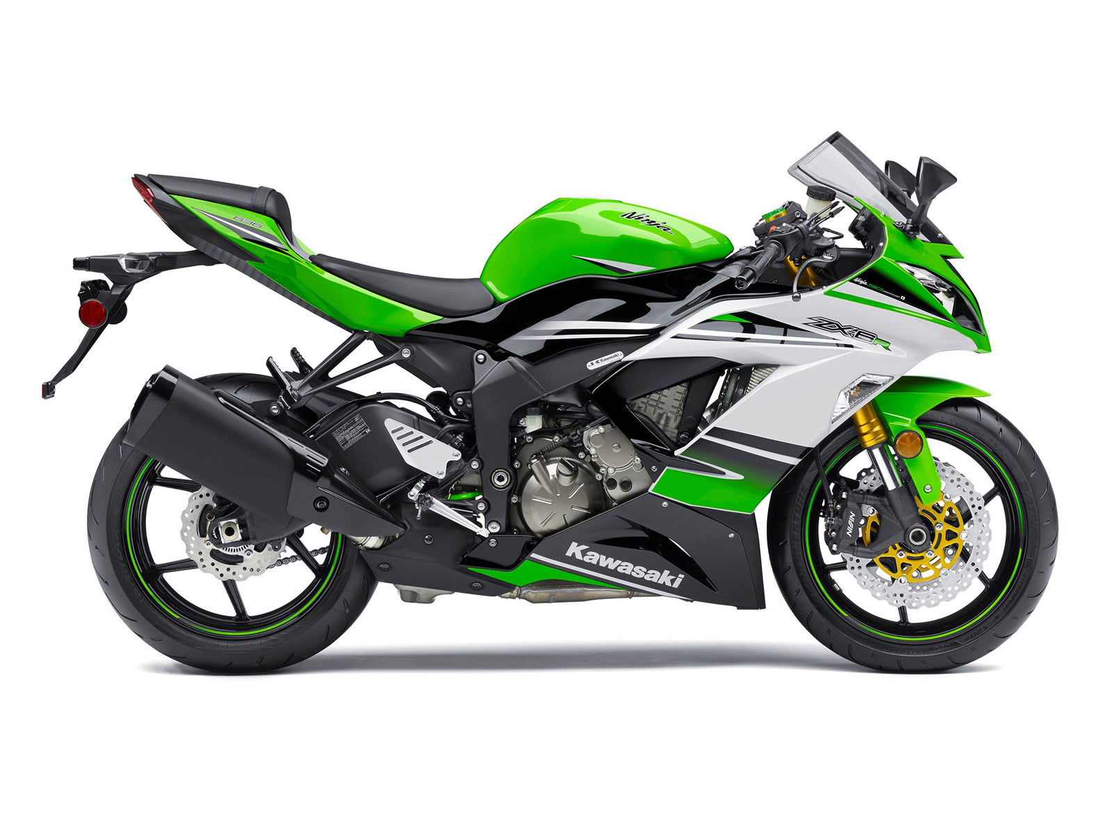 Amotopart 2013–2018 Kawasaki ZX6R Verkleidungsset in Grün und Schwarz