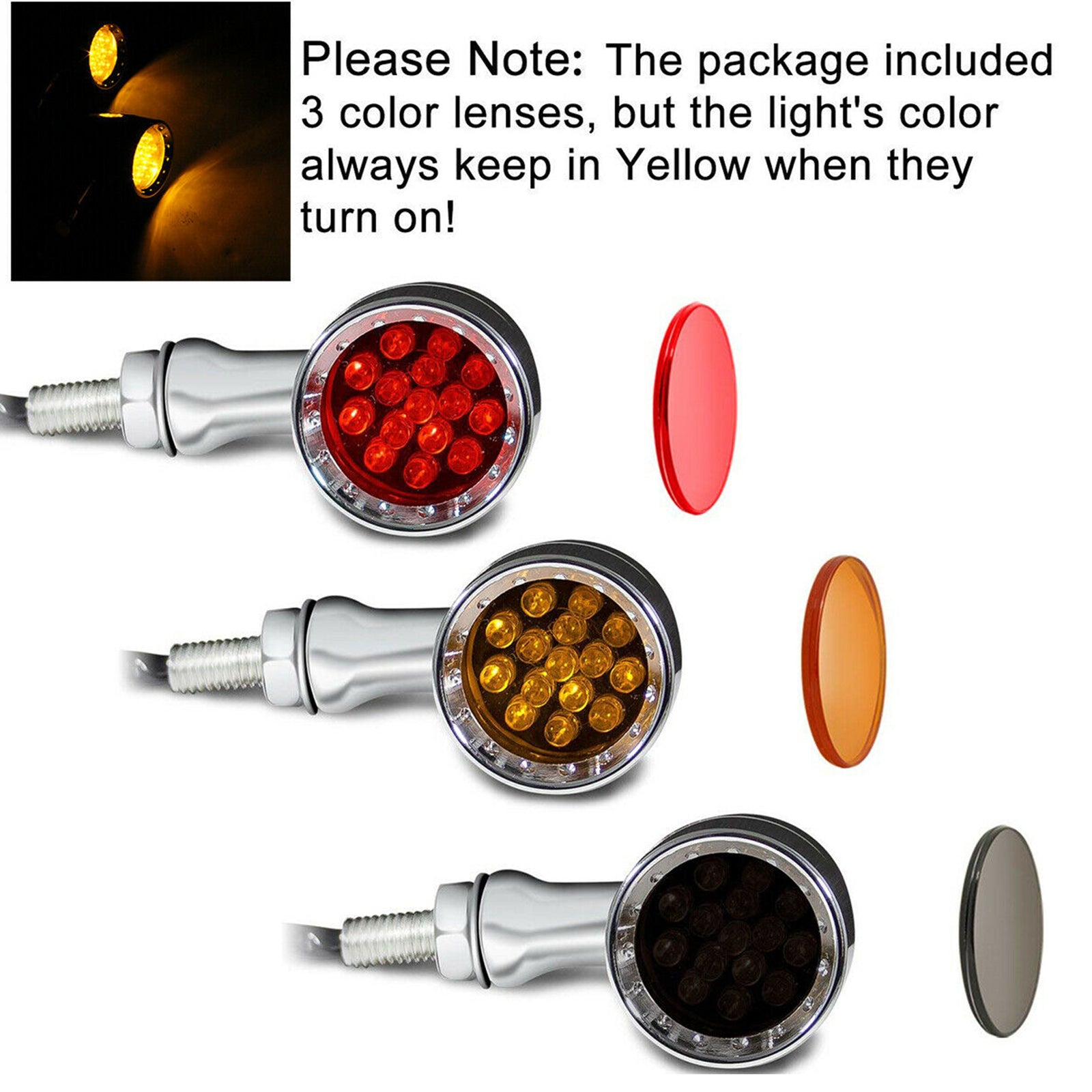 M10 Universal Motorcycle Turn Signal Light Indicators Blinker Bullet Lamp