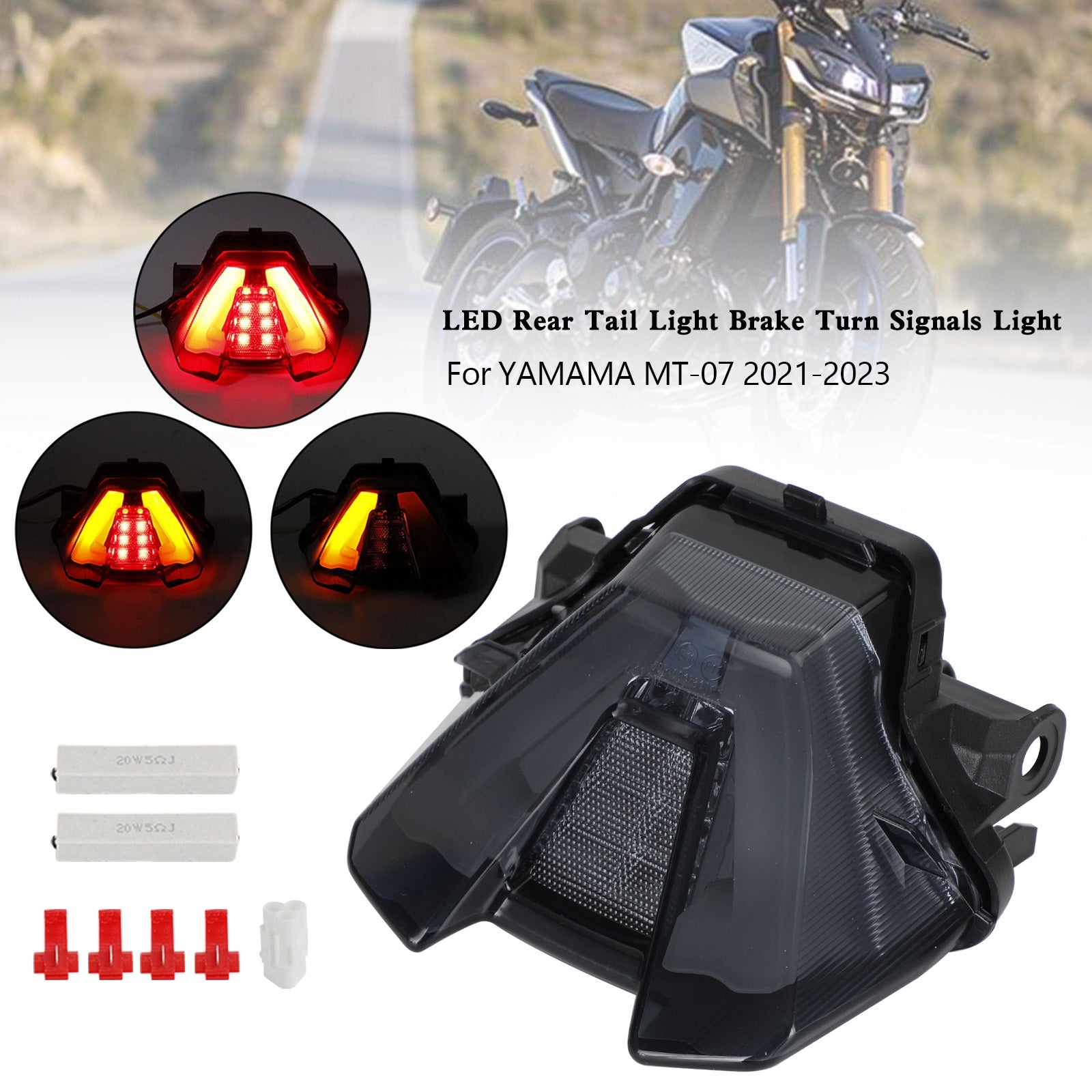 LED Rear Tail Light Brake Turn Signals For Yamaha MT-07 MT07 2021-2023