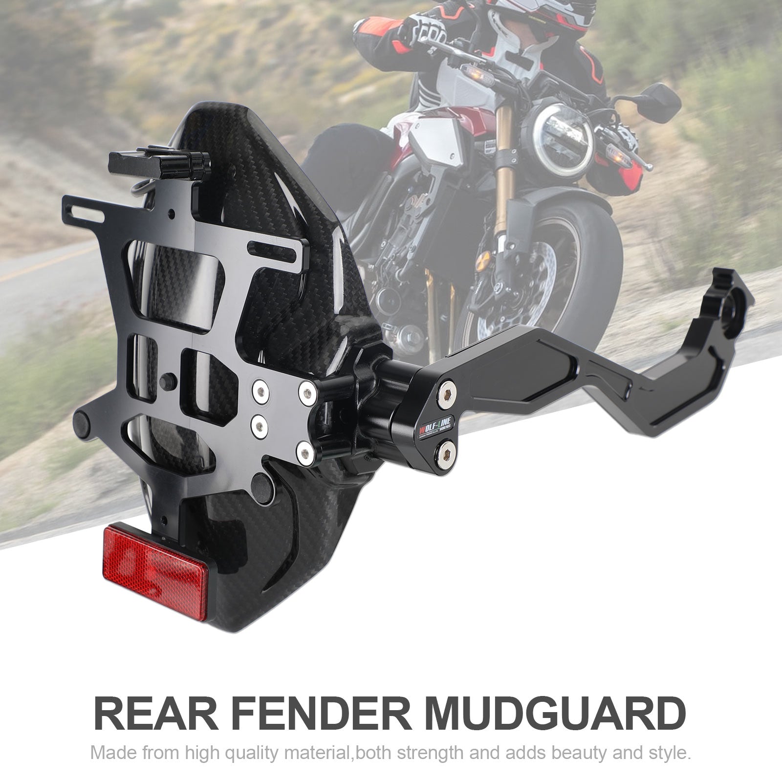 Real Carbon Fiber Rear Mudguard Fender Bracket Holder LED for Honda CB650R 2021+ Generic