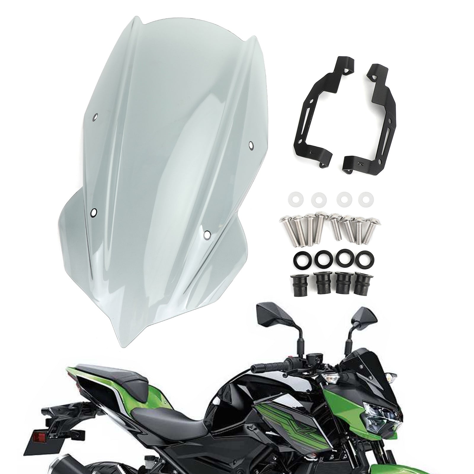 ABS 4mm オートバイフロントガラススクリーンフロントガラス Kawasaki Z400 2019-2020 汎用