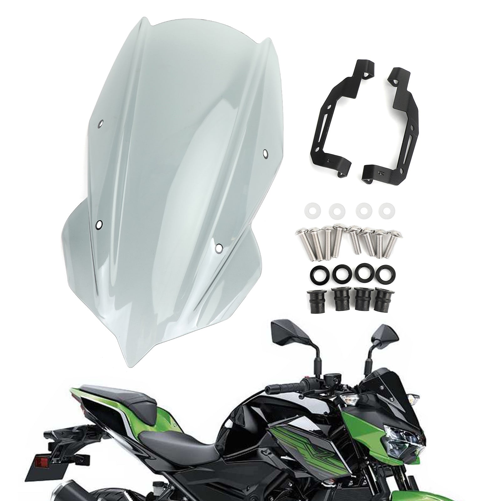 ABS 4mm Motorcycle Windscreen Screen Windshield for Kawasaki Z400 2019-2020 Generic