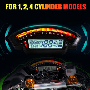 Motorcycle Lcd Rpm Digital Display Odometer Speedometer Gauge Meter Backlight Generic