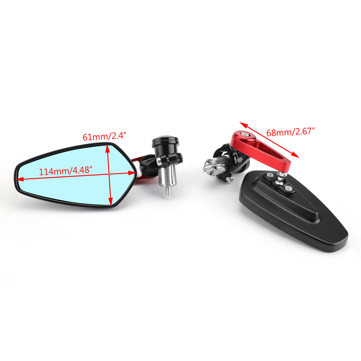 1 Pair Universal Rear View Handle Bar End Side Rearview Mirrors Red