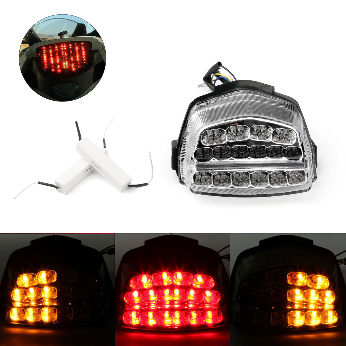 Integrierte LED-Rücklicht-Blinker für Honda CBR1000RR 2008–2012, transparent