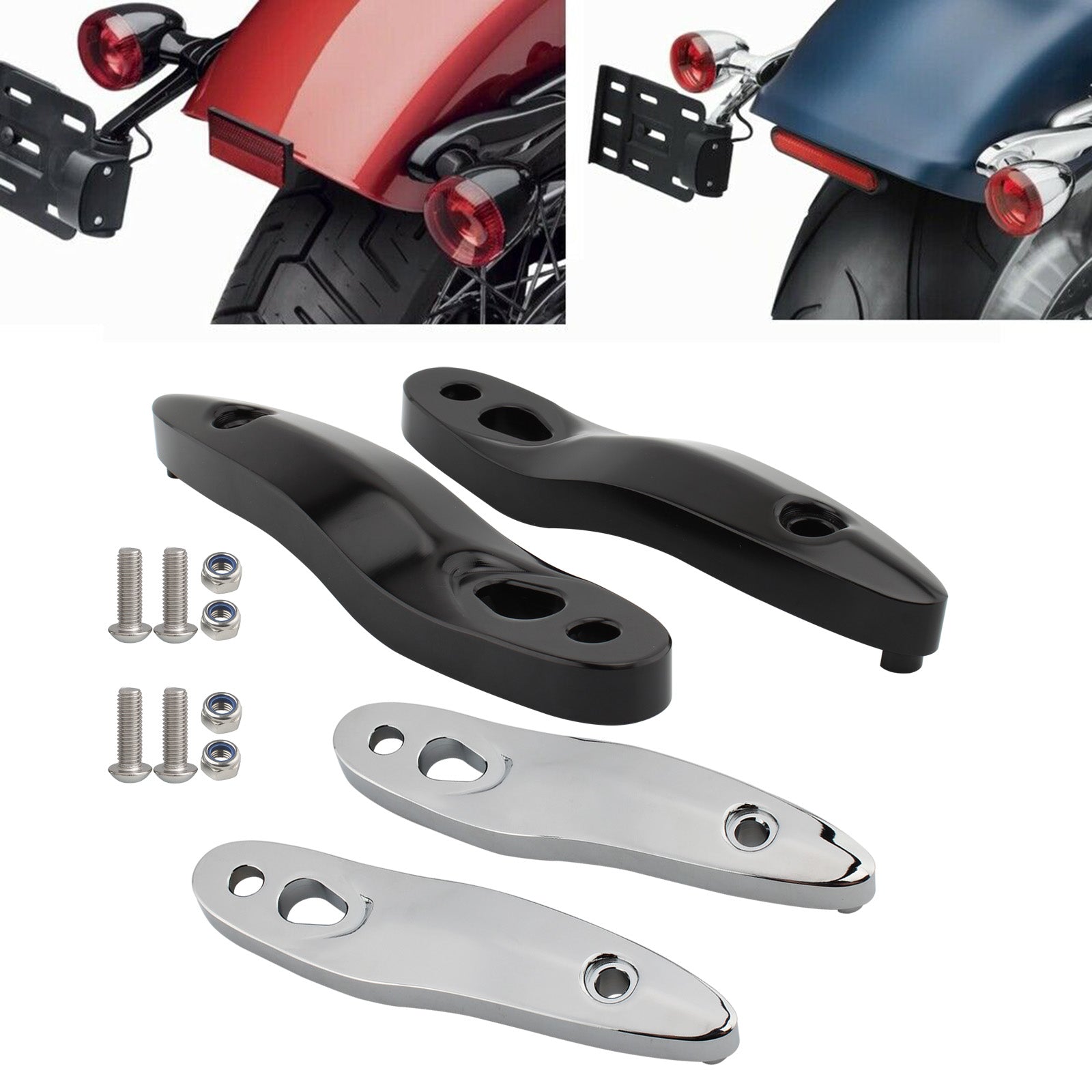 Kit de reubicación de placa de matrícula con soporte de extensión de señal de giro Harley Softail 00-20