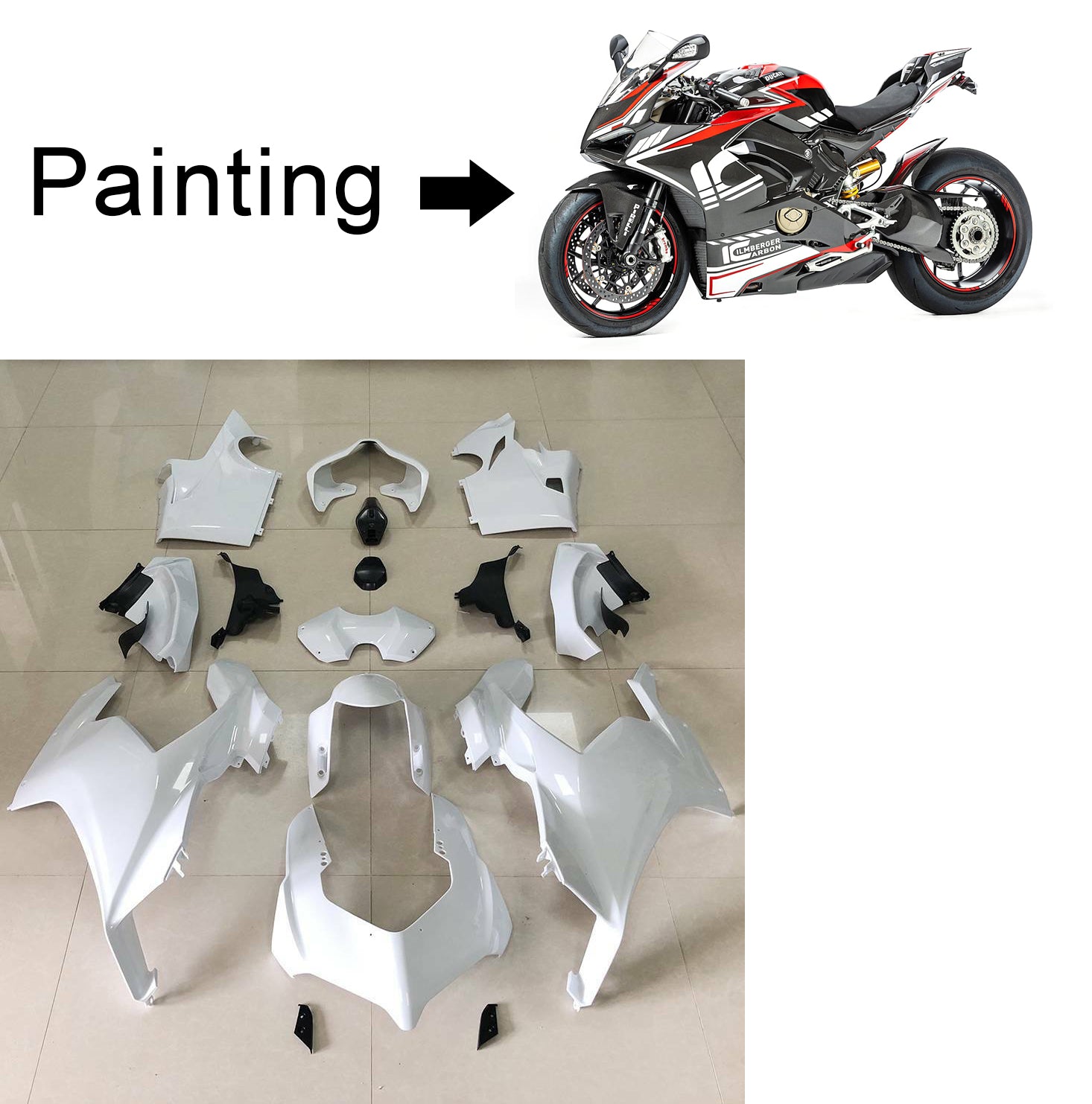 Amotopart Ducati 2018-2019 Panigale V4/V4S y 2018-2020 Panigale V4SP Estilo 7 Kit de carenado