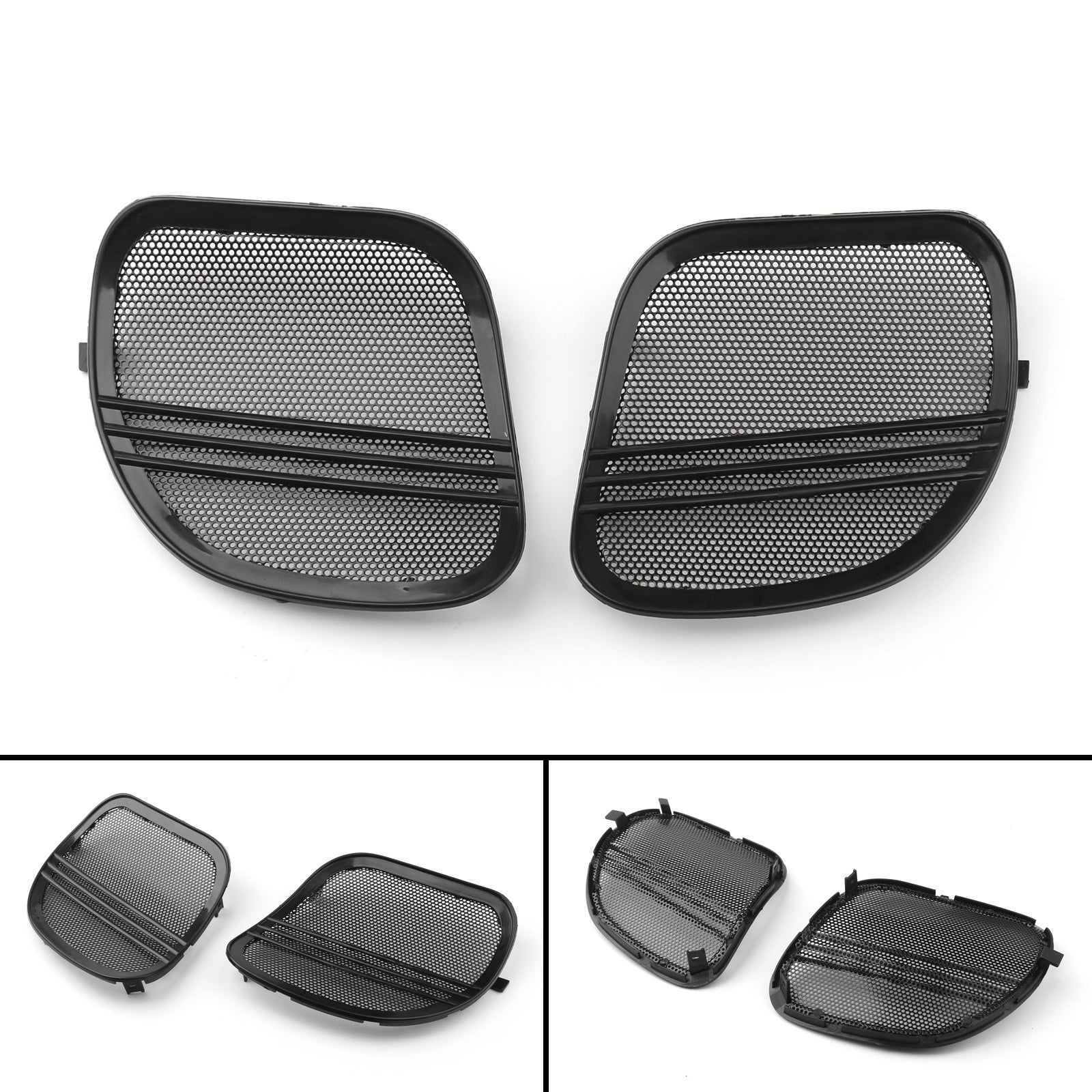 Motorcycle Tri-Line Speaker Cover Grills For Harley Road Glide FLTRX 2015-18 BK Generic