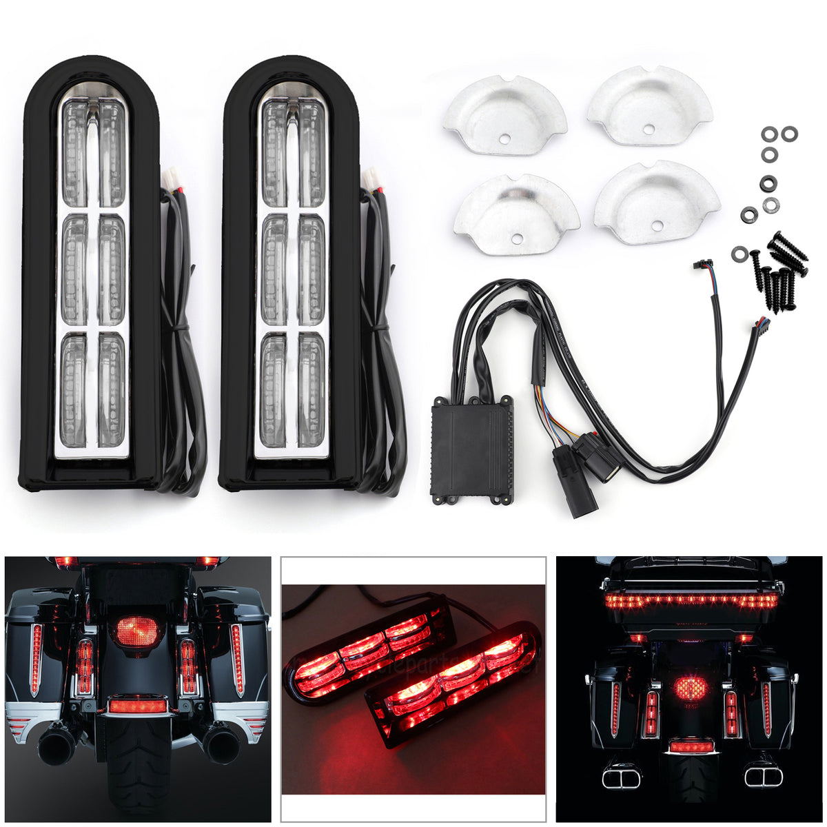 LED Inserts Saddlebag Filler Support Lights For Harley Touring Electra Glide