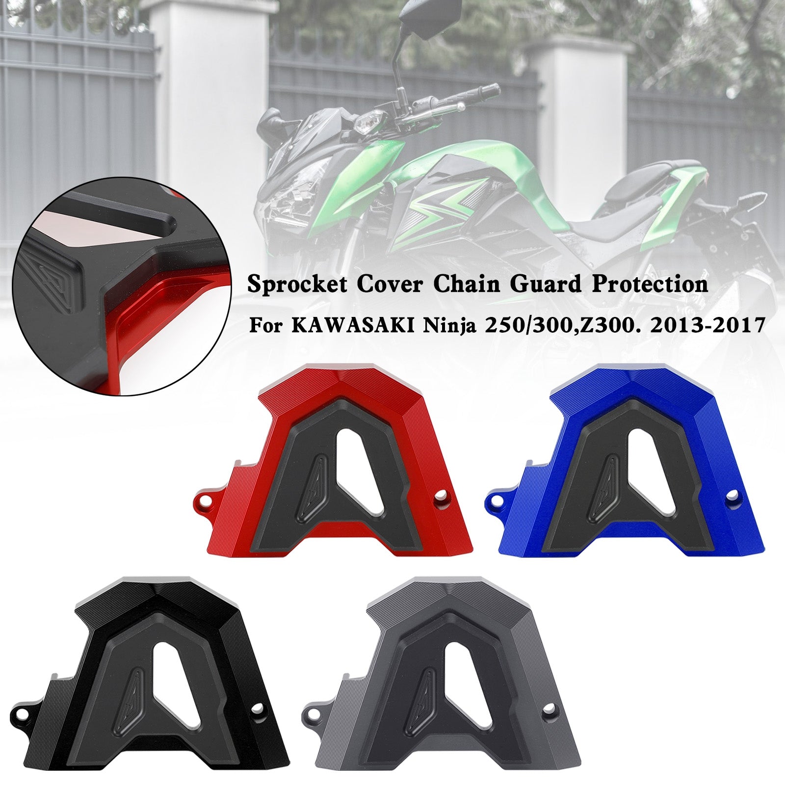 Front Sprocket Cover Chain Guard For KAWASAKI Ninja 250 300 Z300 2013-2017