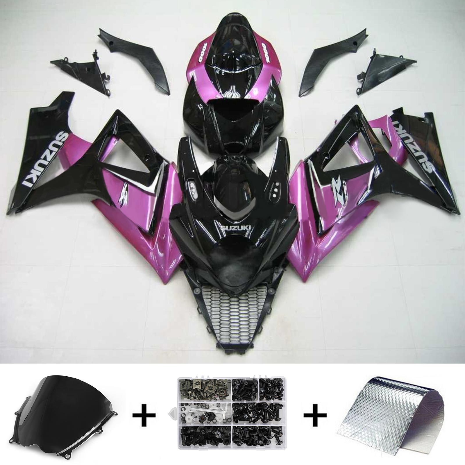 Amotopart 2007-2008 Suzuki GSXR1000 Fairing Black&Purple Kit