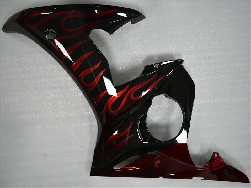 Amotopart 2003-2004 Yamaha YZF R6 Fairing Black&Red Flame Kit