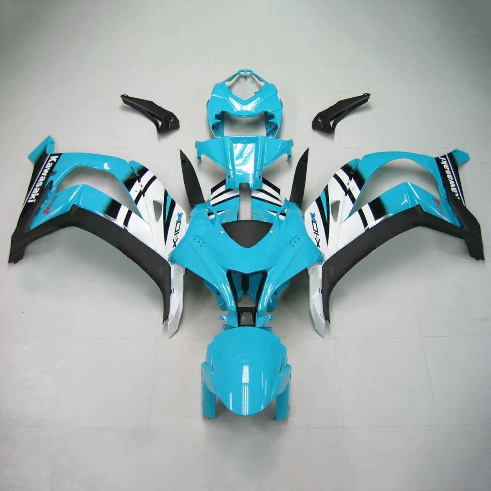 Amotopart 2021-2025 Kawasaki ZX10R ZX10RR blauw witte kuipset