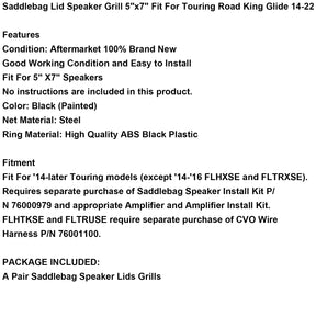 5"X7" Saddlebag Lid Speaker Grill Fits For Road King Touring Glide 14-22 Generic