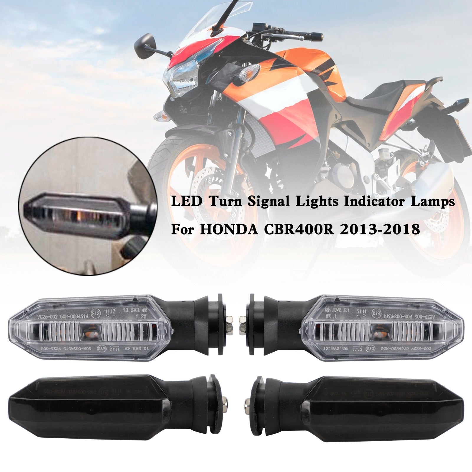 2 Indicatori Di Direzione LED Moto, Colore Nero Cenere, Impermeabili, Compatibili Con CB600F, CB400, CRF250L E Altri Modelli 2000-2018