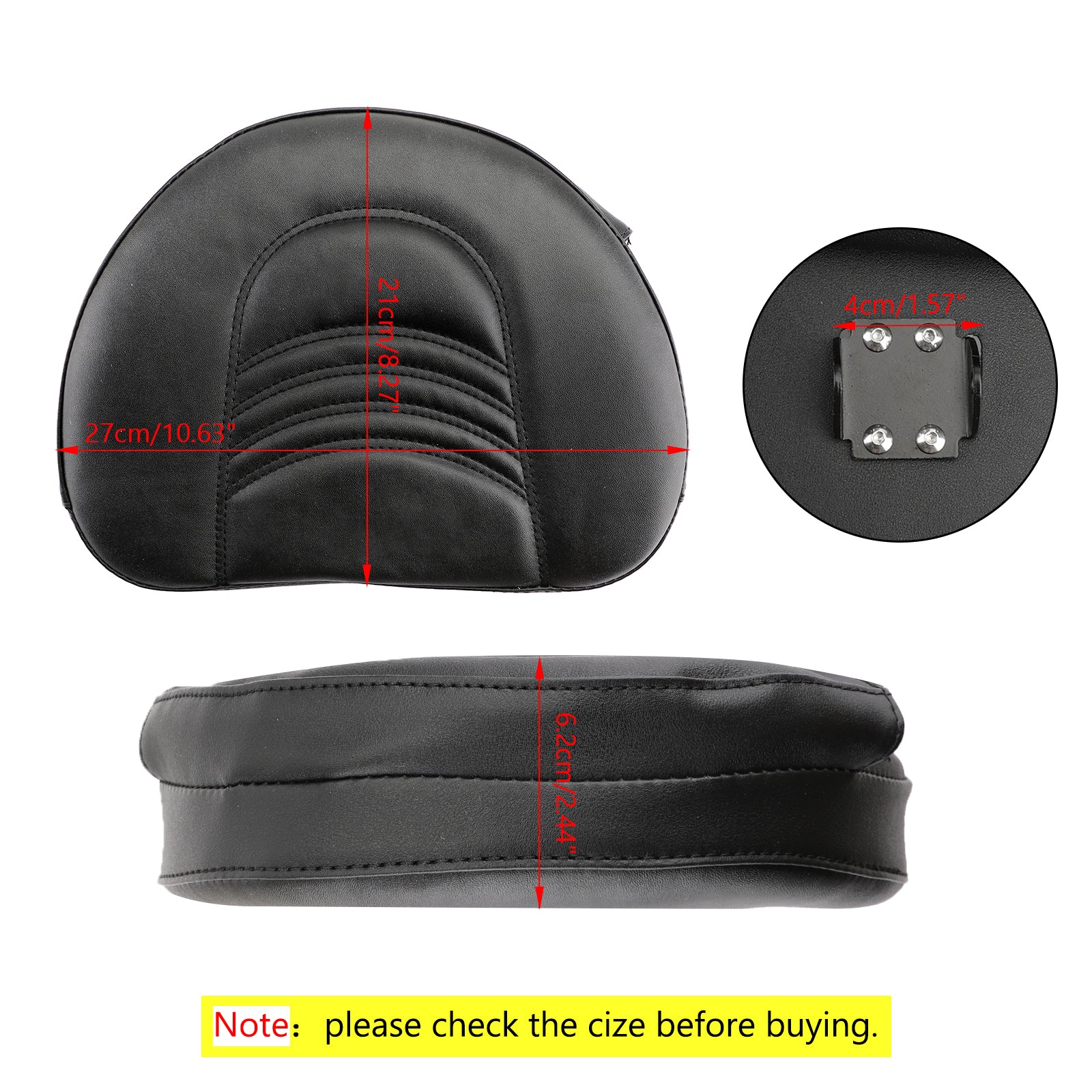 Motorcycle Driver Rider Backrest Cushion Pad For Touring Street Glide Generic