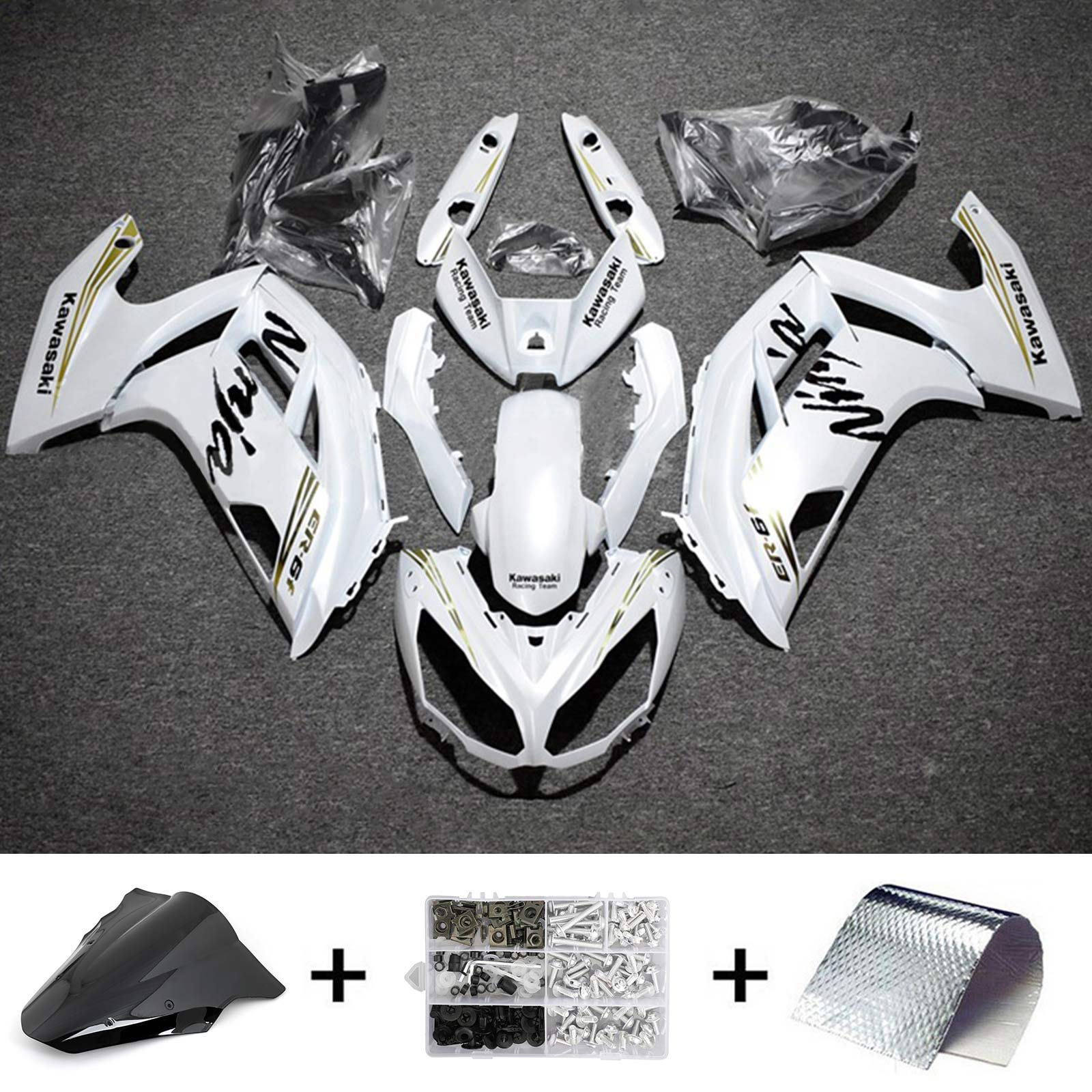 Kit de carénage blanc Amotopart 2012-2016 Kawasaki Ninja 650