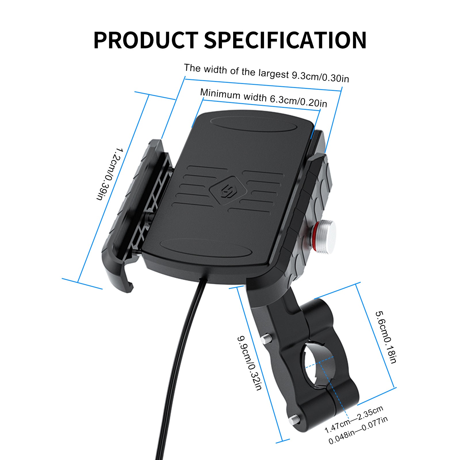 Staffa di ricarica wireless Staffa di estensione del telefono da 15 W per motocicletta nera generica