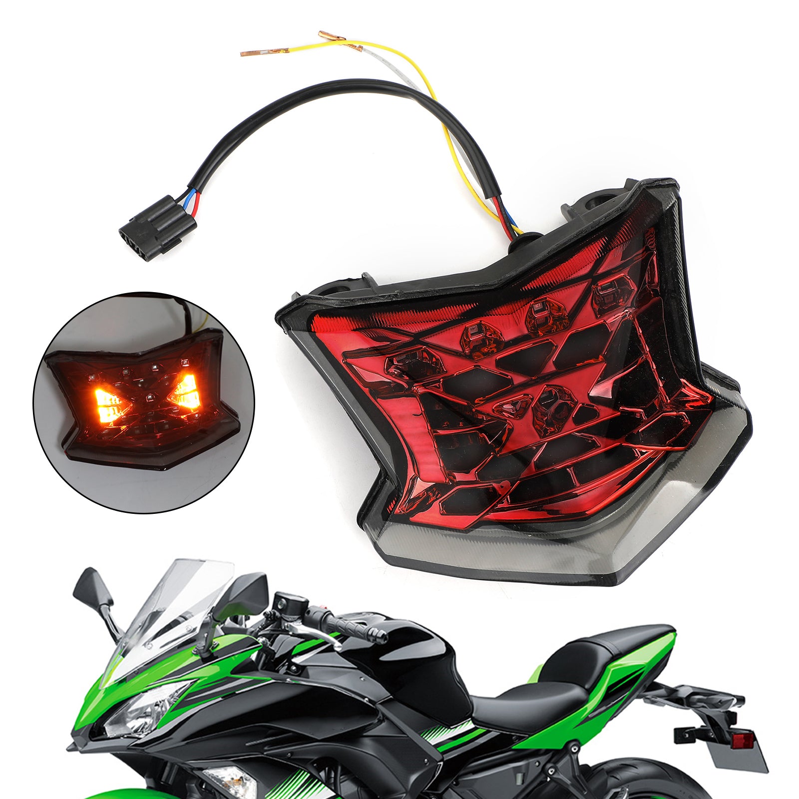 Clignotants de frein LED, feu arrière pour Kawasaki Z650 Ninja 650 Z900 17-19, argent