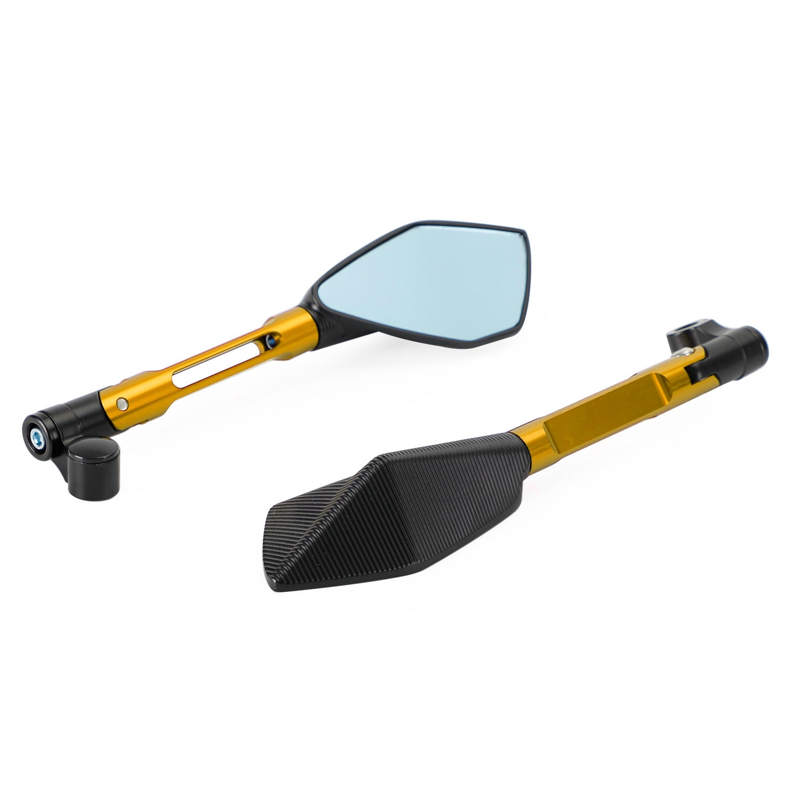 Universal Gold CNC Aluminum Motorcycle Handlebar Rear View Mirrors Blue Anti-glare Mirror for Honda for Yamaha for Suzuki