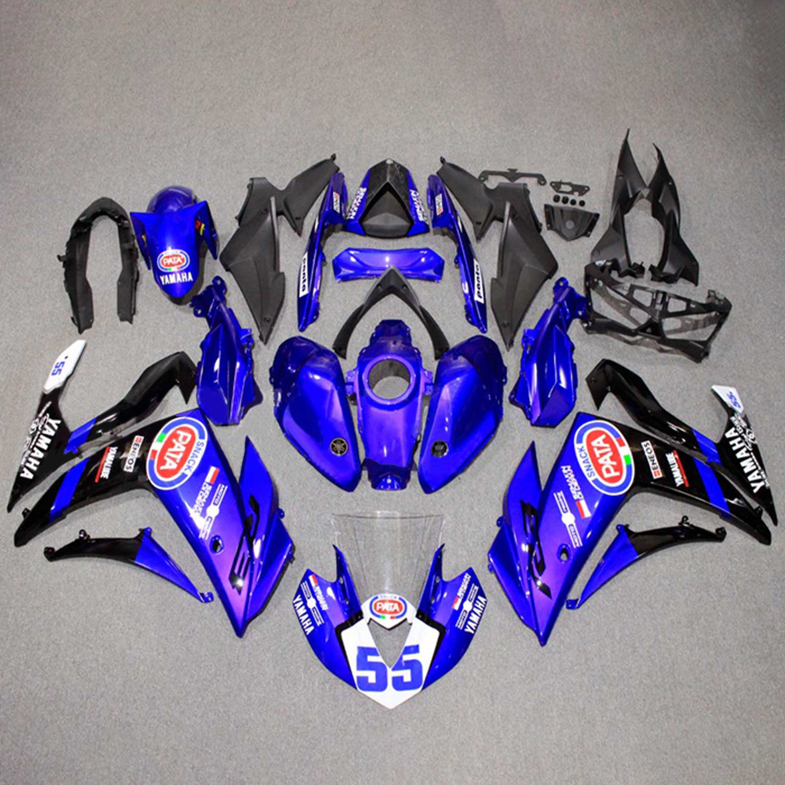 Kit de carénage Amotopart Yamaha 2014-2018 YZF R3 et 2015-2017 YZF R25 Kit de carénage bleu