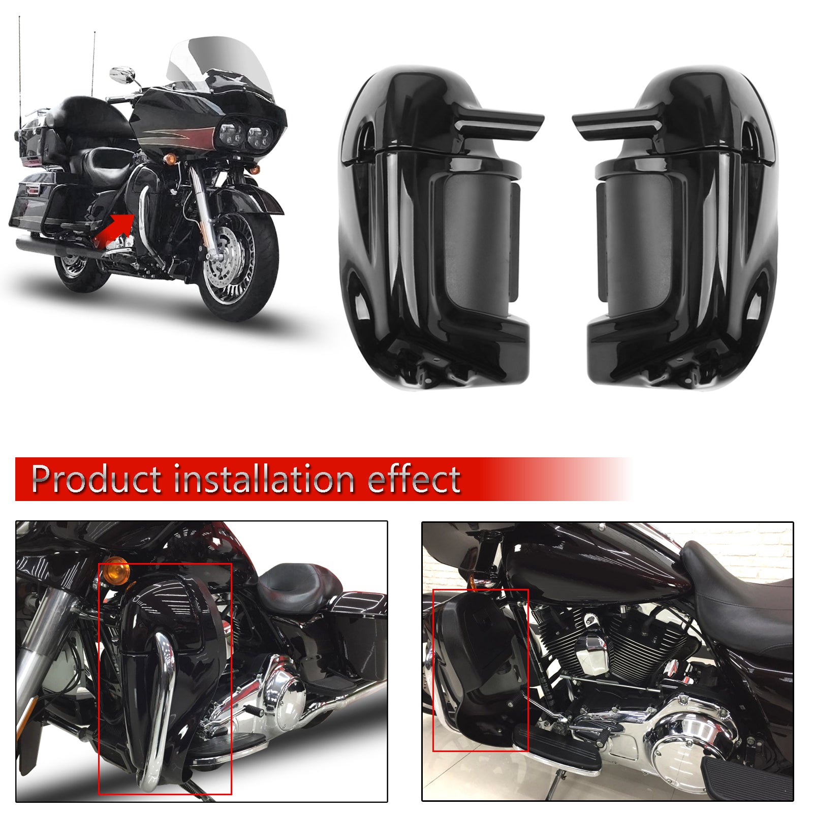 Lower Vented Leg Fairings Glove Box For 1983-2013 Harley Road Street Electra Glide