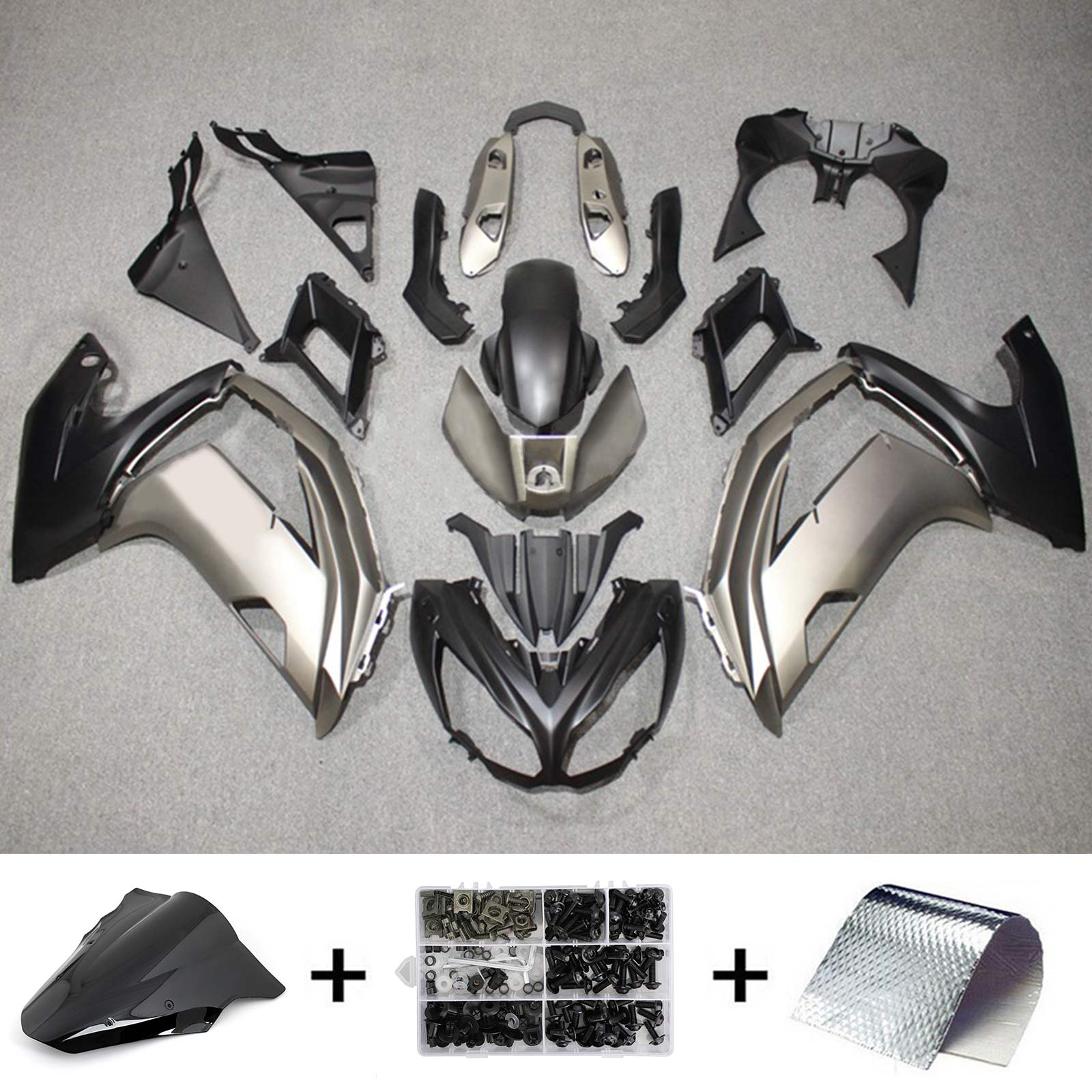 Amotopart 2012-2016 Kawasaki Ninja 650 Sliver Black Fairing KIt