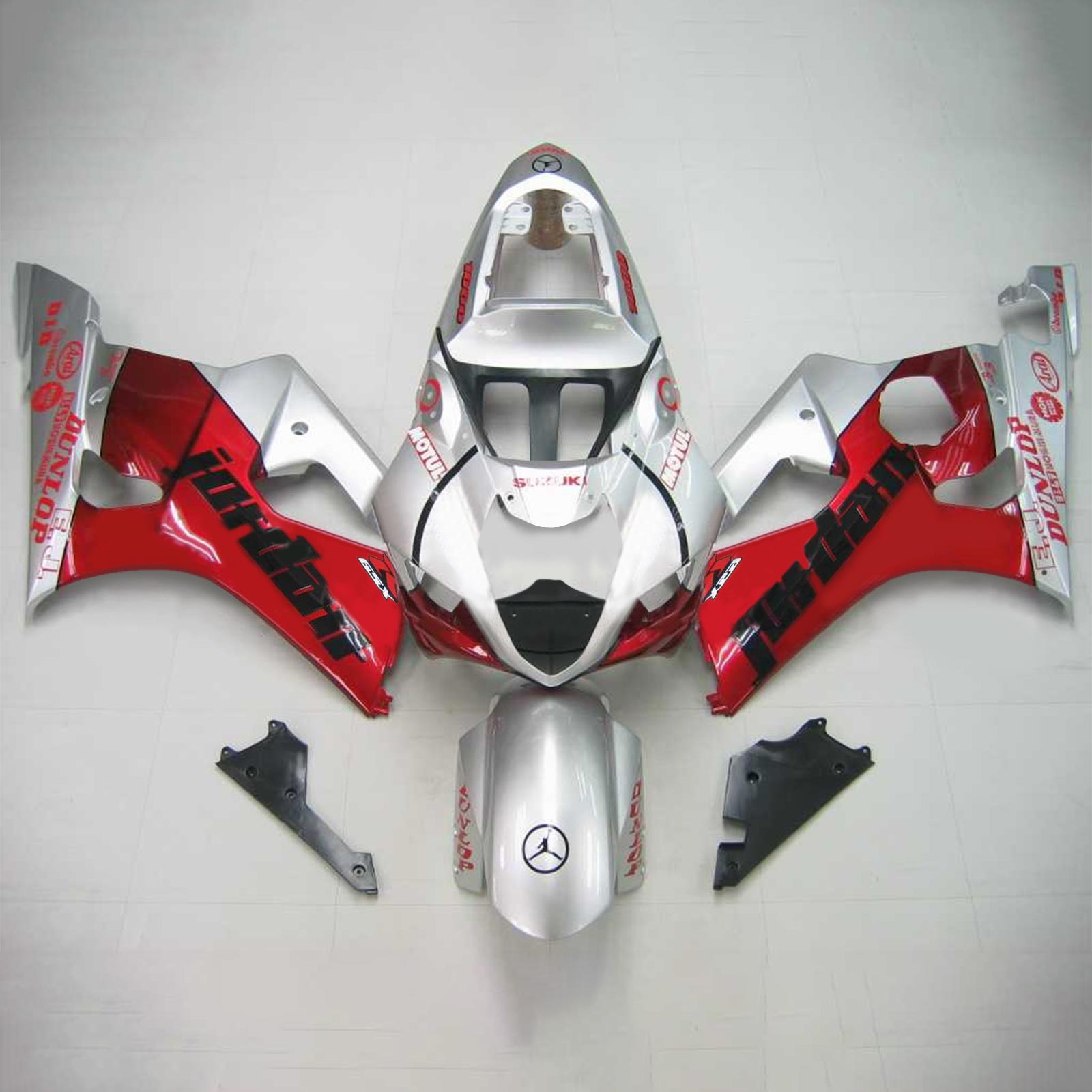 Amotopart Suzuki 2003-2004 GSXR1000 Sliver Red Fairing Kit