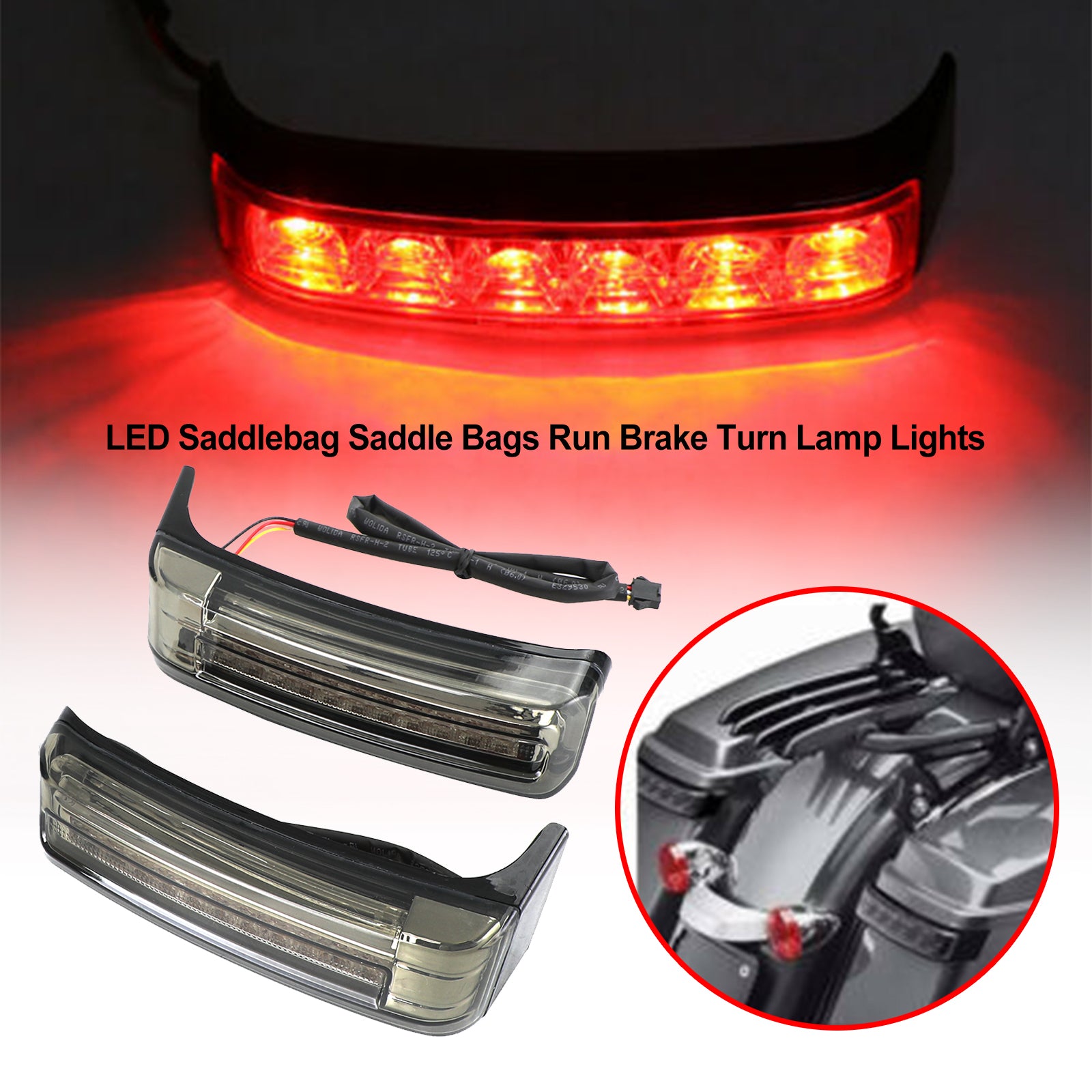 LED-Satteltaschen-Satteltaschen-Lauf-Brems-Blinker-Leuchten für Touring 2014–2021, generisch