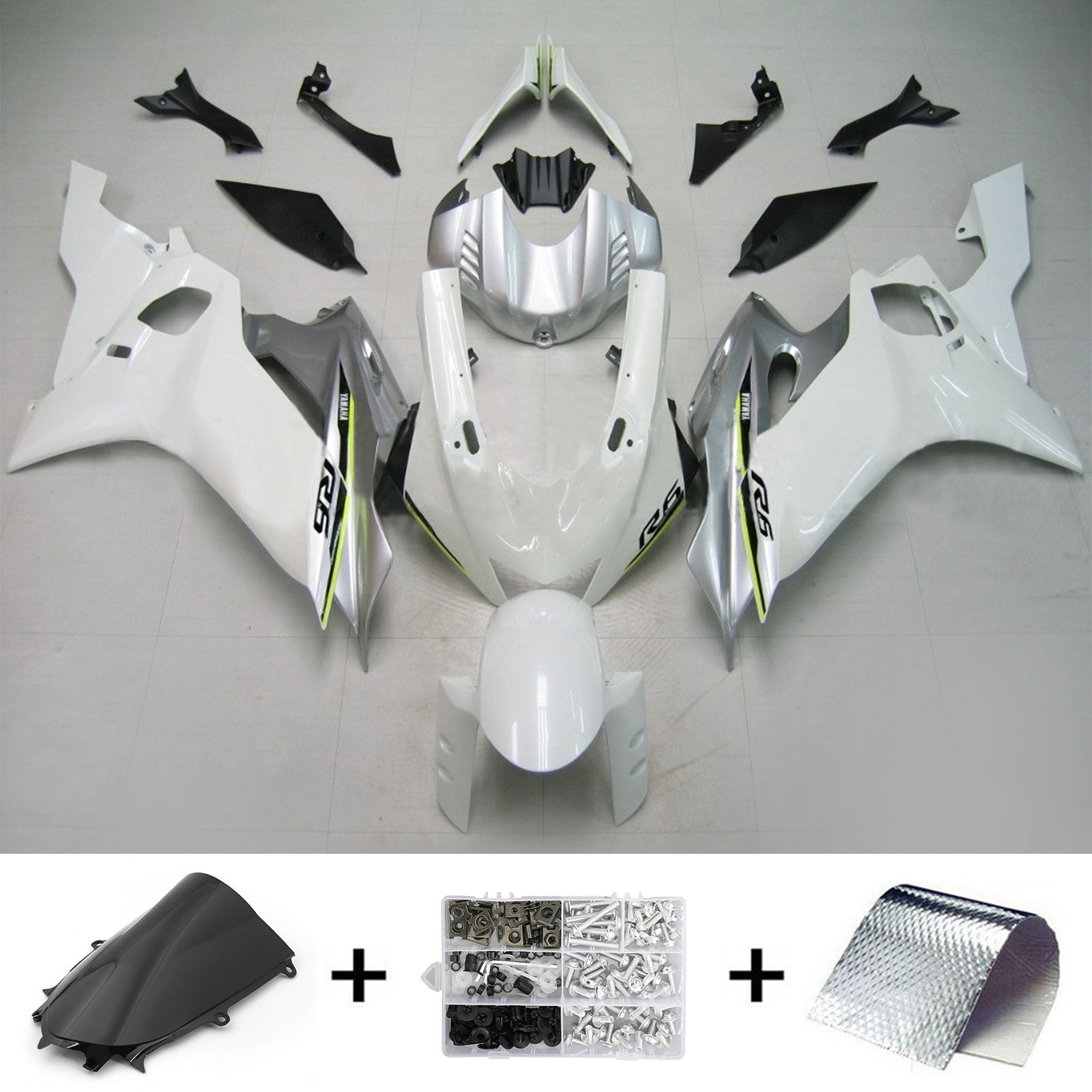 Amotopart Yamaha 2017-2023 YZF 600 R6 White Fairing Kit