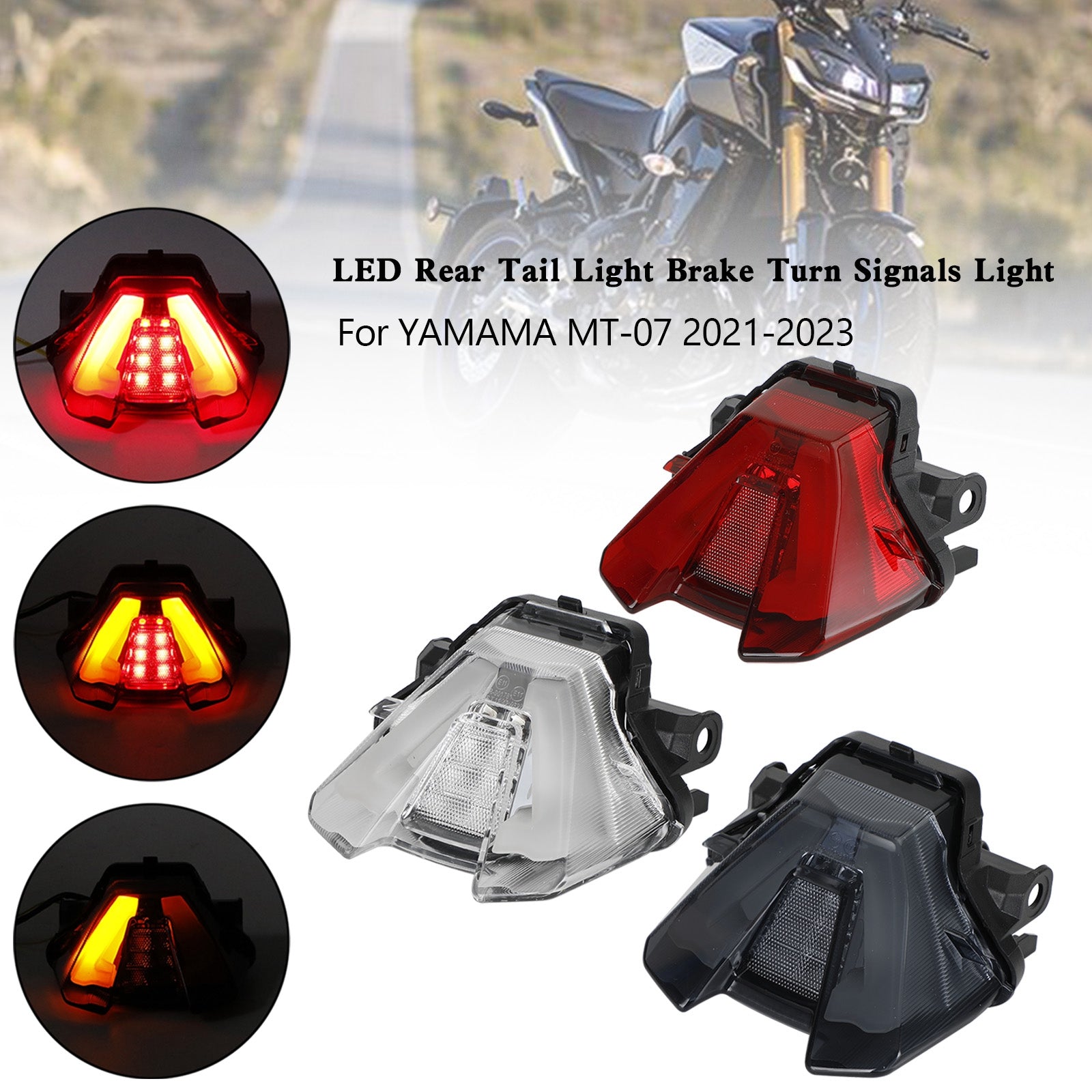 LED Rear Tail Light Brake Turn Signals For Yamaha MT-07 MT07 2021-2023