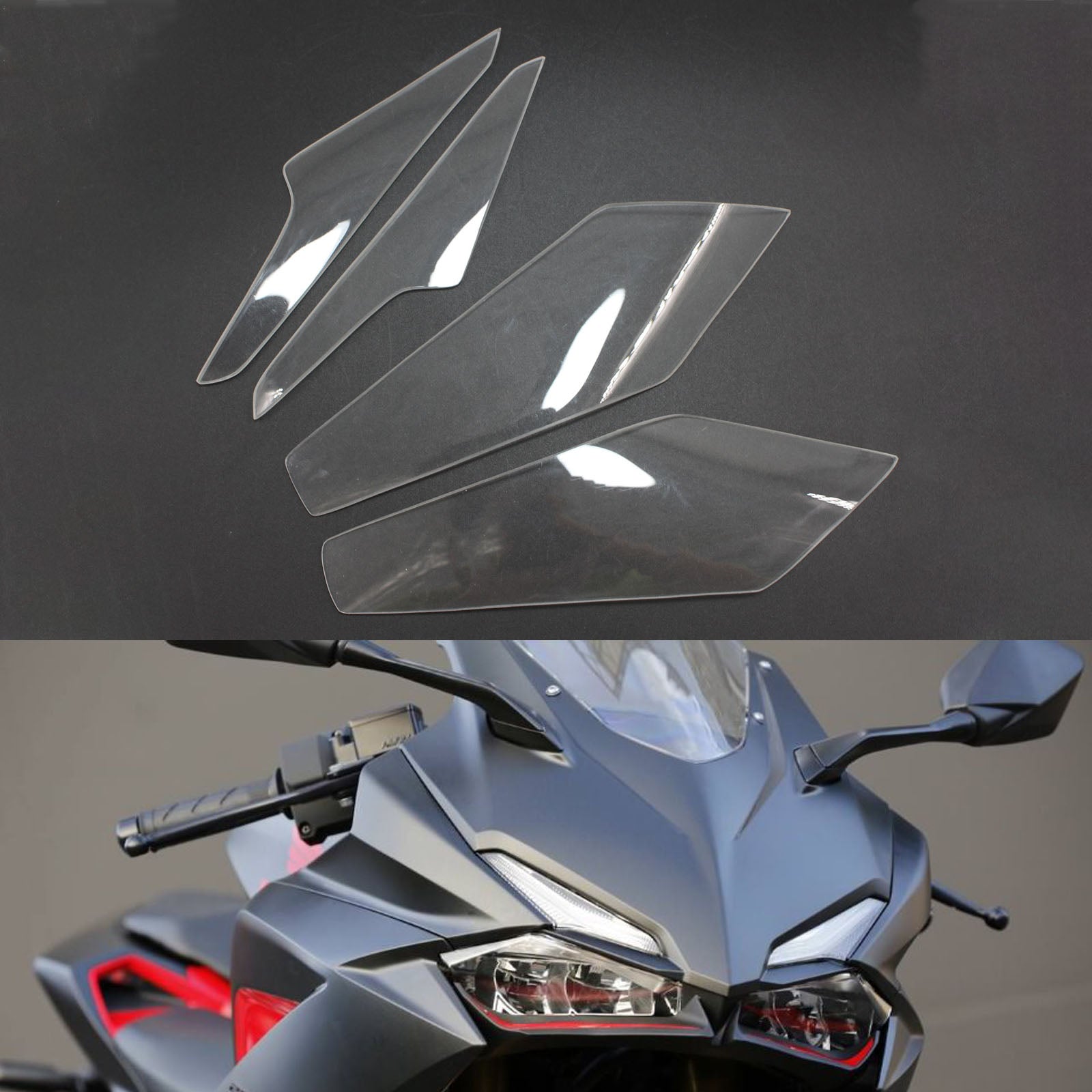 Front Lamp Lens Headlight Lens Protection Fit For Honda Cb250R 2017-2018 Smoke Generic