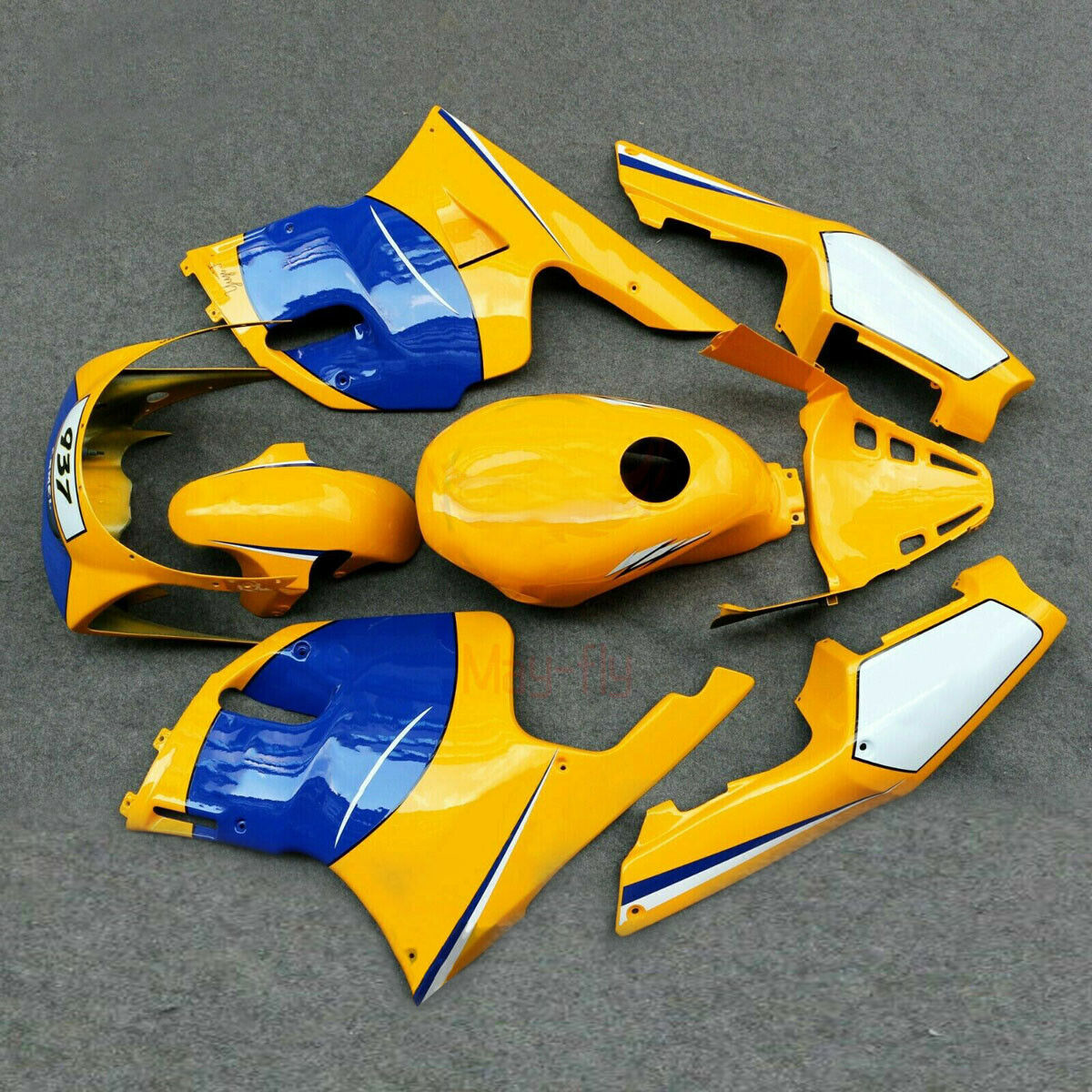 Amotopart 1991-1994 Yamaha TZR250 3XV Kit de carénage jaune et bleu