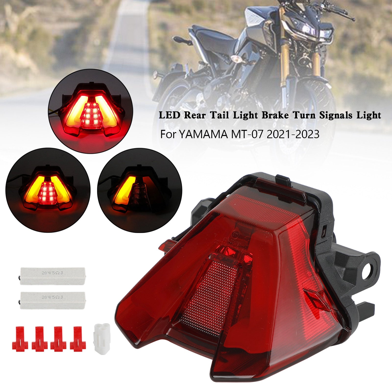 LED Rear Tail Light Brake Turn Signals For Yamaha MT-07 MT07 2021-2023