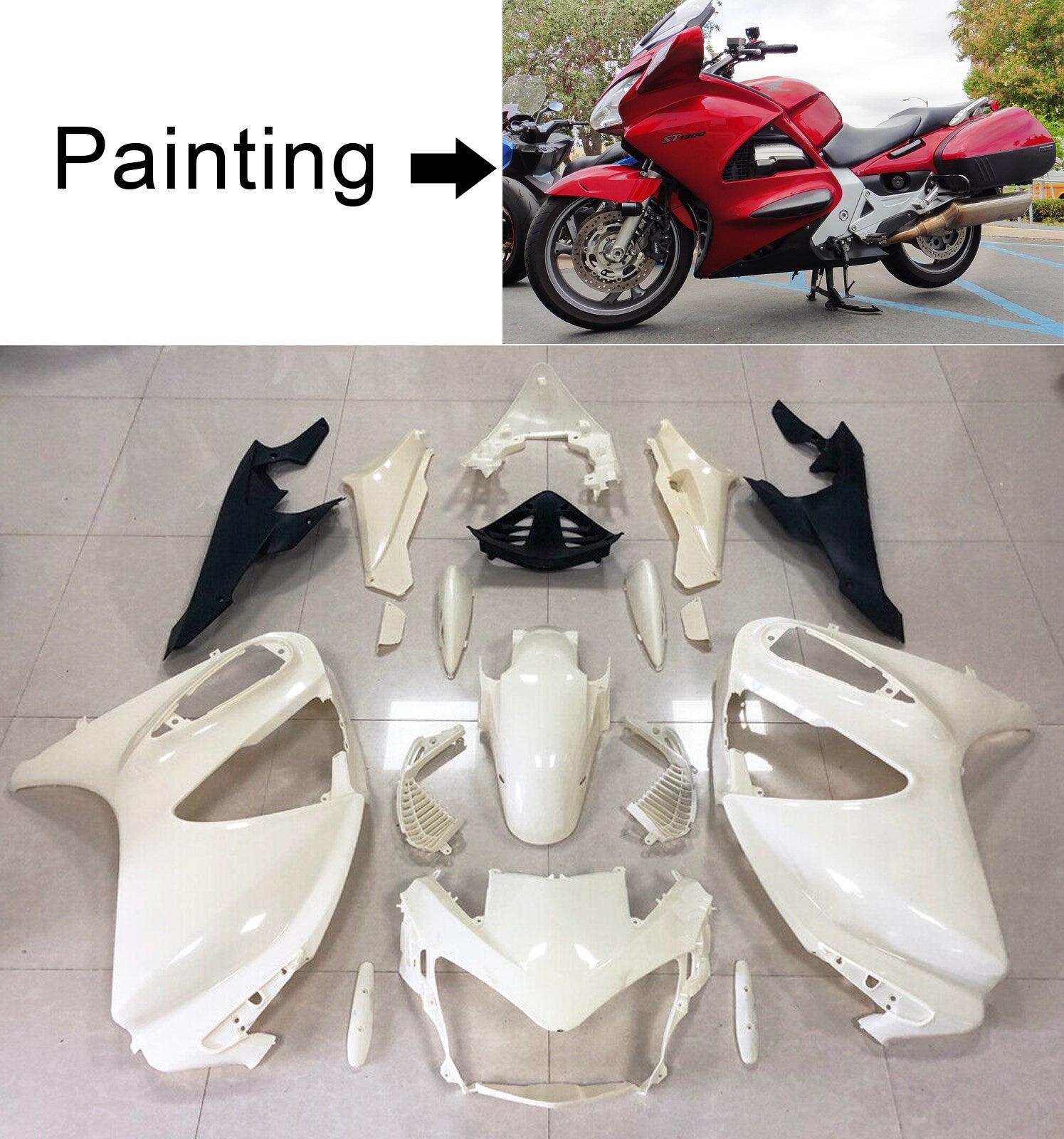 Amotopart Honda ST1300 2002-2016 Red Fairing Kit