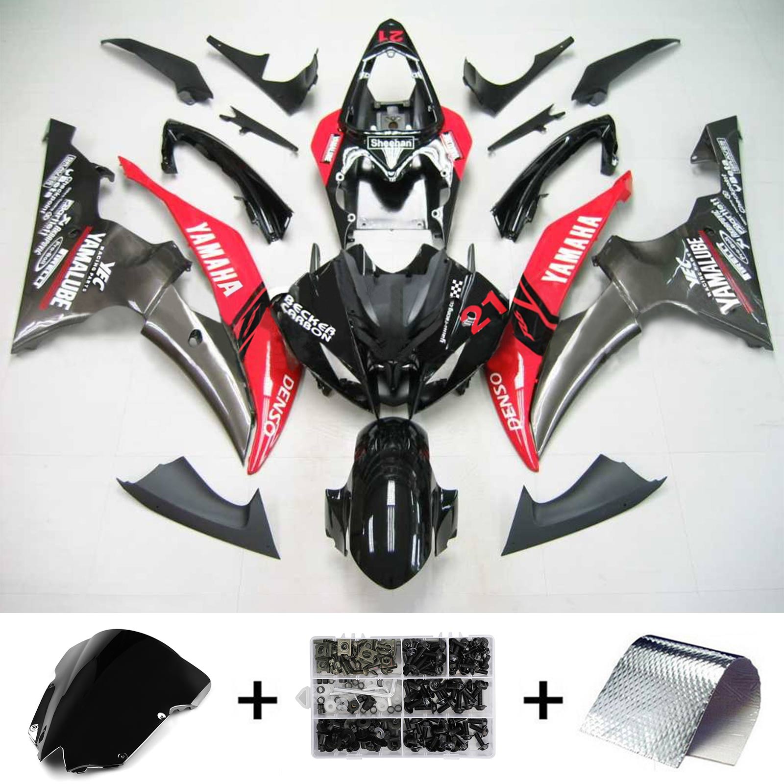 Amotopart Yamaha 2008-2016 YZF 600 R6 Black Brown Red Fairing Kit