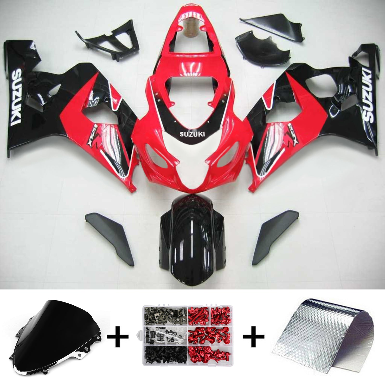 Amotopart Suzuki 2004-2005 GSXR 600/750 Red Black Fairing Kit