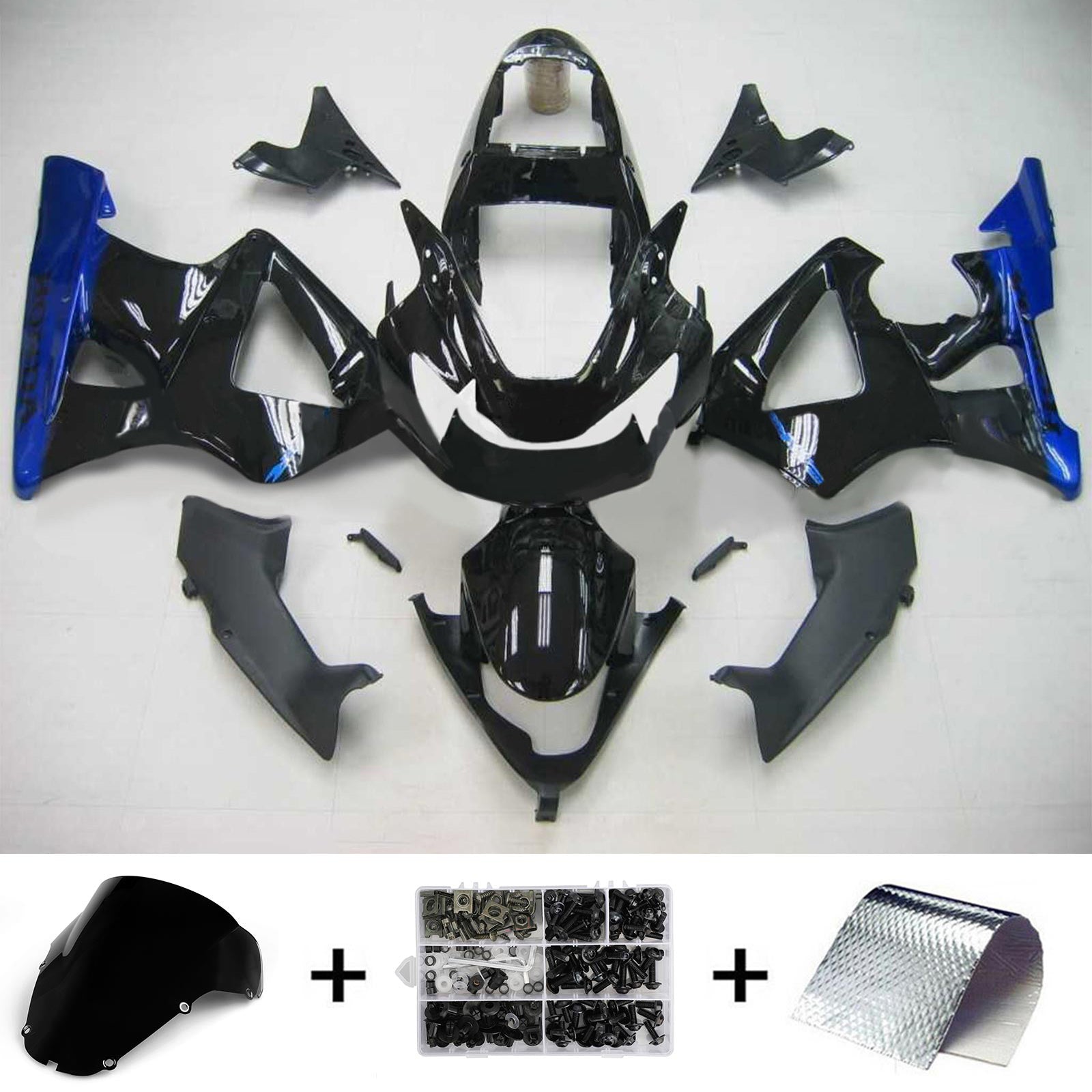 Amotopart 2000-2001 Honda CBR929RR Fairing Black&Blue Kit