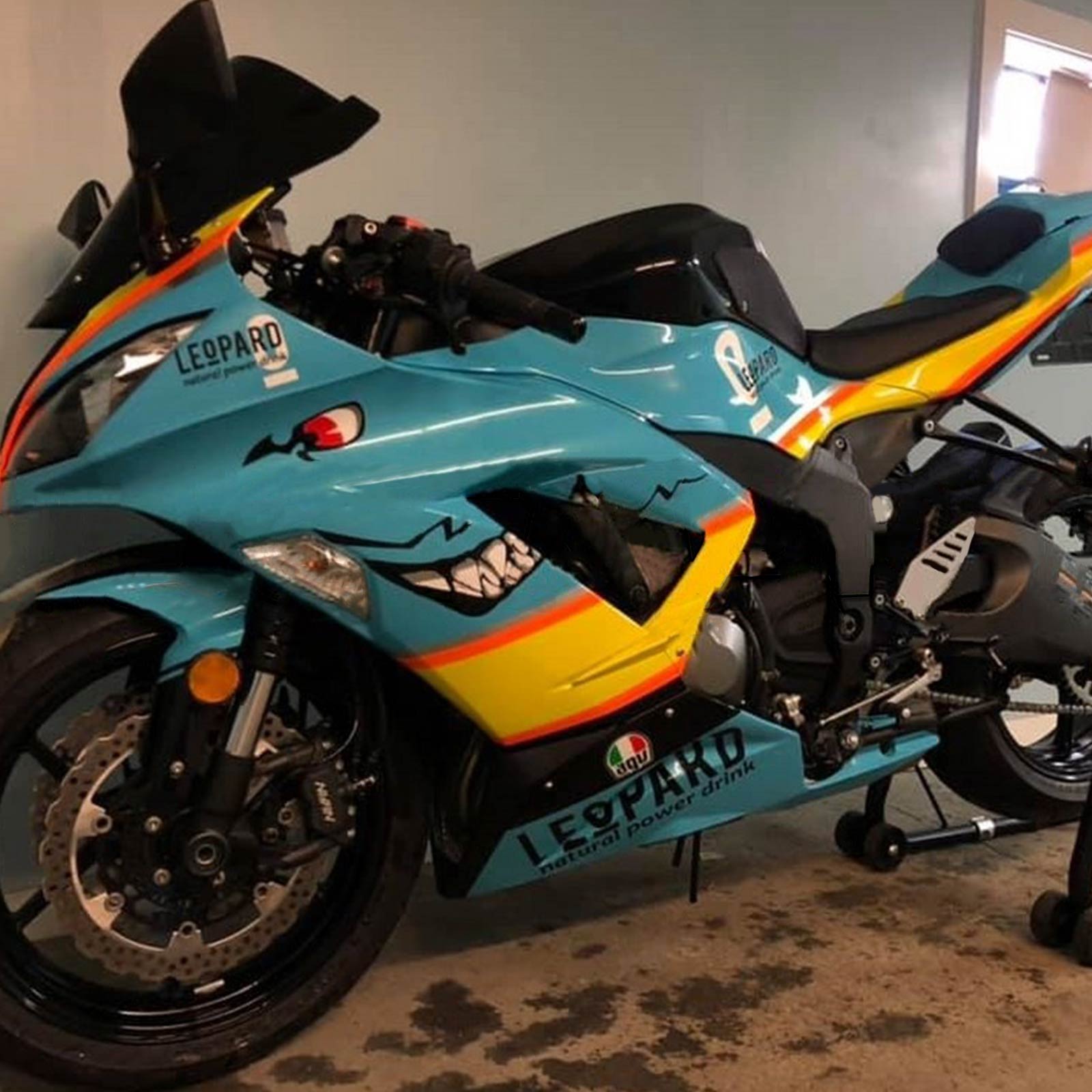 Amotopart Kawasaki 2013-2018 ZX6R 636 Blue Shark Fairing Kit