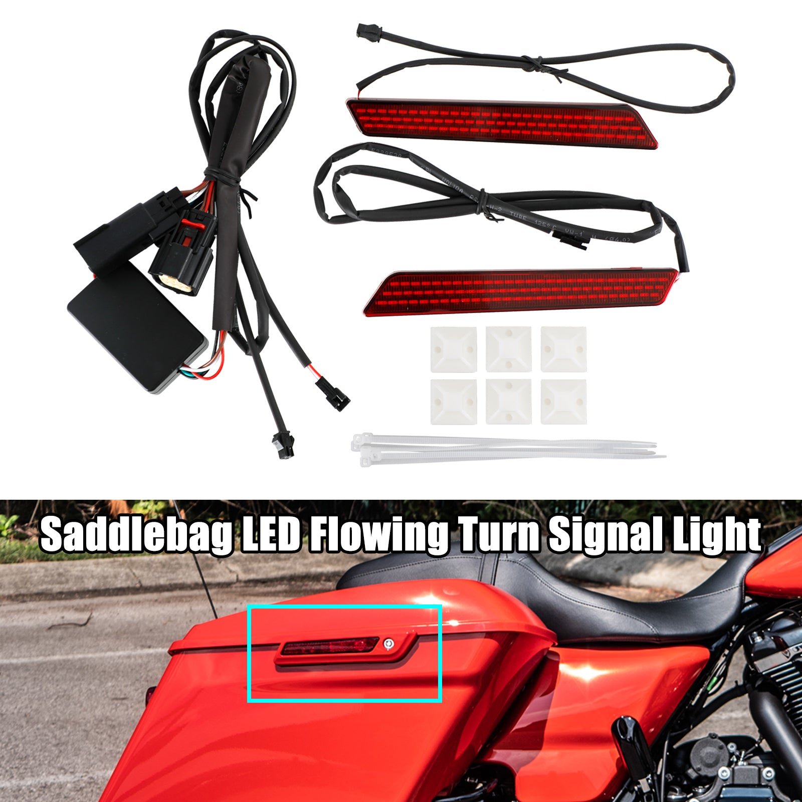 Saddlebag LED Flowing Turn Signal Light For Touring Glide Road Glide 2014-2022