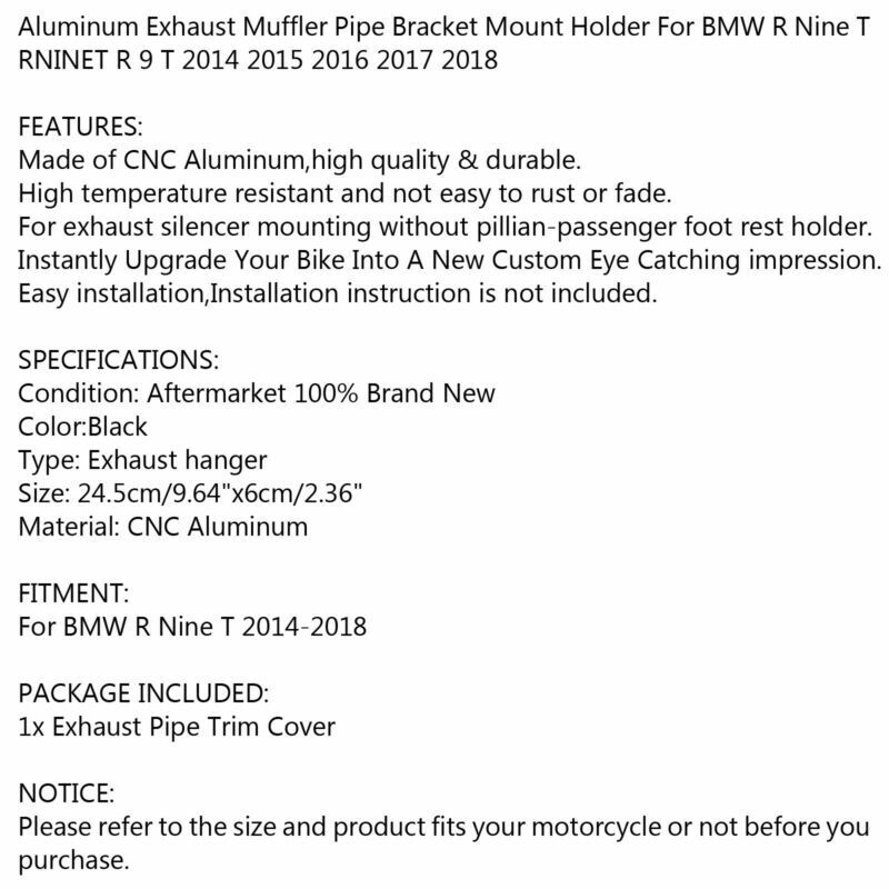 For BMW R Nine T R9T 2014-2018 Exhaust Muffler Pipe Holder Bracket Hanger Mount Generic