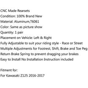 CNC-verstellbare Fußrastenanlage, Fußstütze, Fußraste, passend für Kawasaki Z125 2016–2019