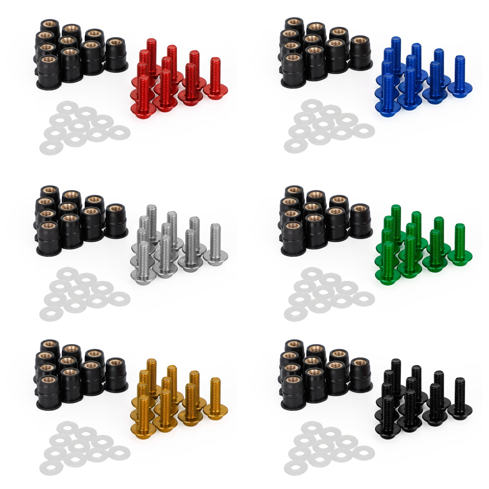 Kit di rondelle per bulloni a vite in alluminio M5x16mm per parabrezza moto, confezione da 10 generico